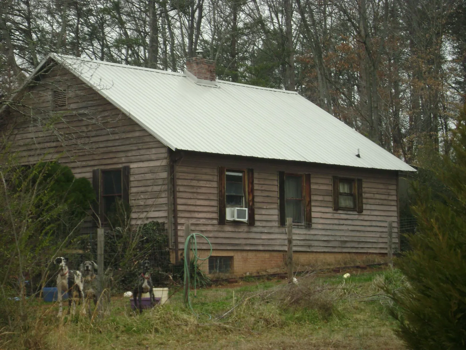 White metal roof on an old wood sided farmhouse, from a Asphalt Shingle Roof Repair job in Cat Spring